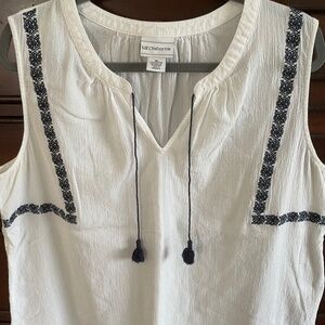 Liz Claiborne - Blouse with Navy Trim, XL